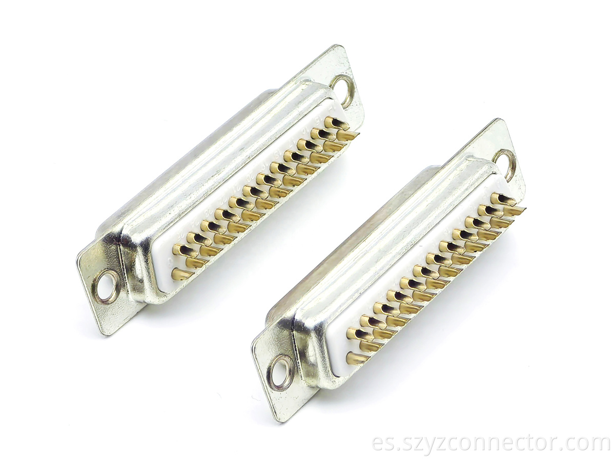 Conector D-Sub: Terminación tipo soldadura hembra Chapado en oro blanco Cumple con RoHS 25P D-Sub Connector:Female Solder Type Termination Full Gold Plating White RoHS Compliant 25P